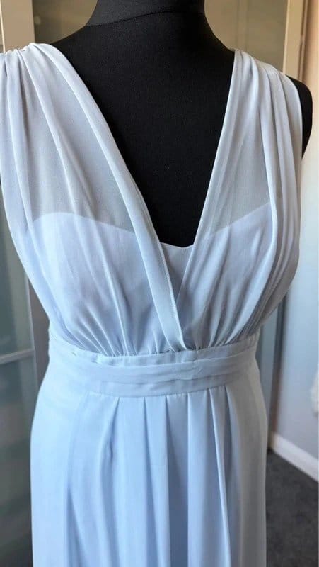 Maids to Measure Light Blue Chiffon Evening Dress UK 10