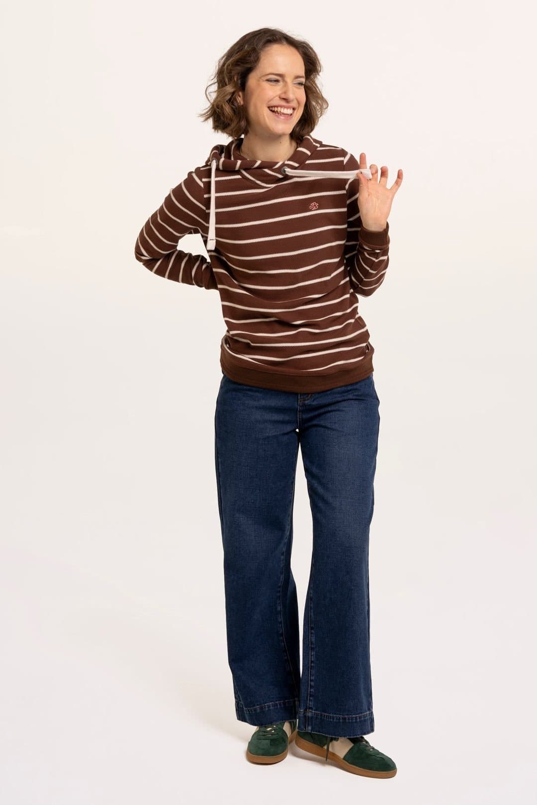 Brakeburn Brakeburn Women's Whitefield Texture Stripe Hoodie in Brown