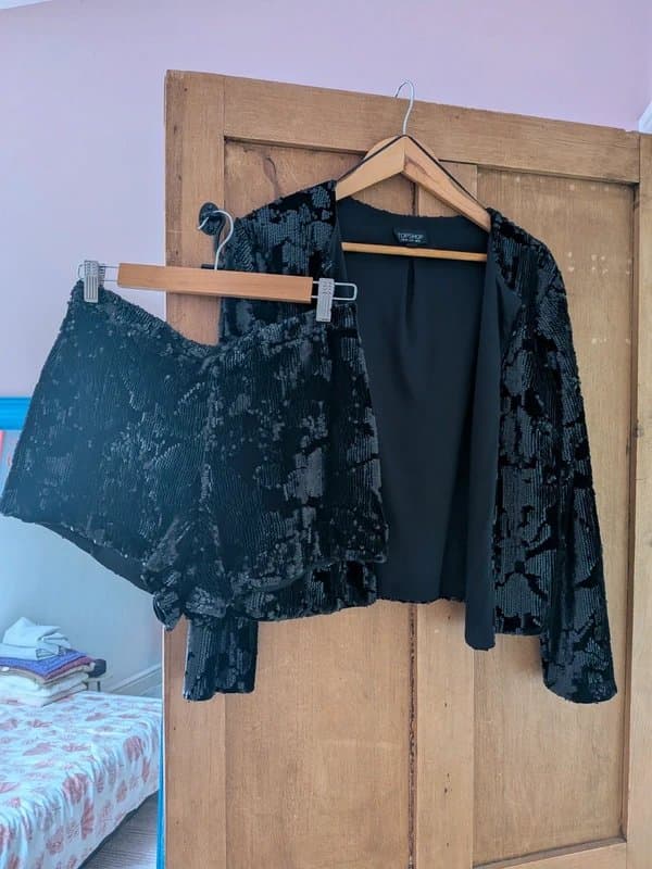 Topshop Topshop black velvet sequin co-ord set