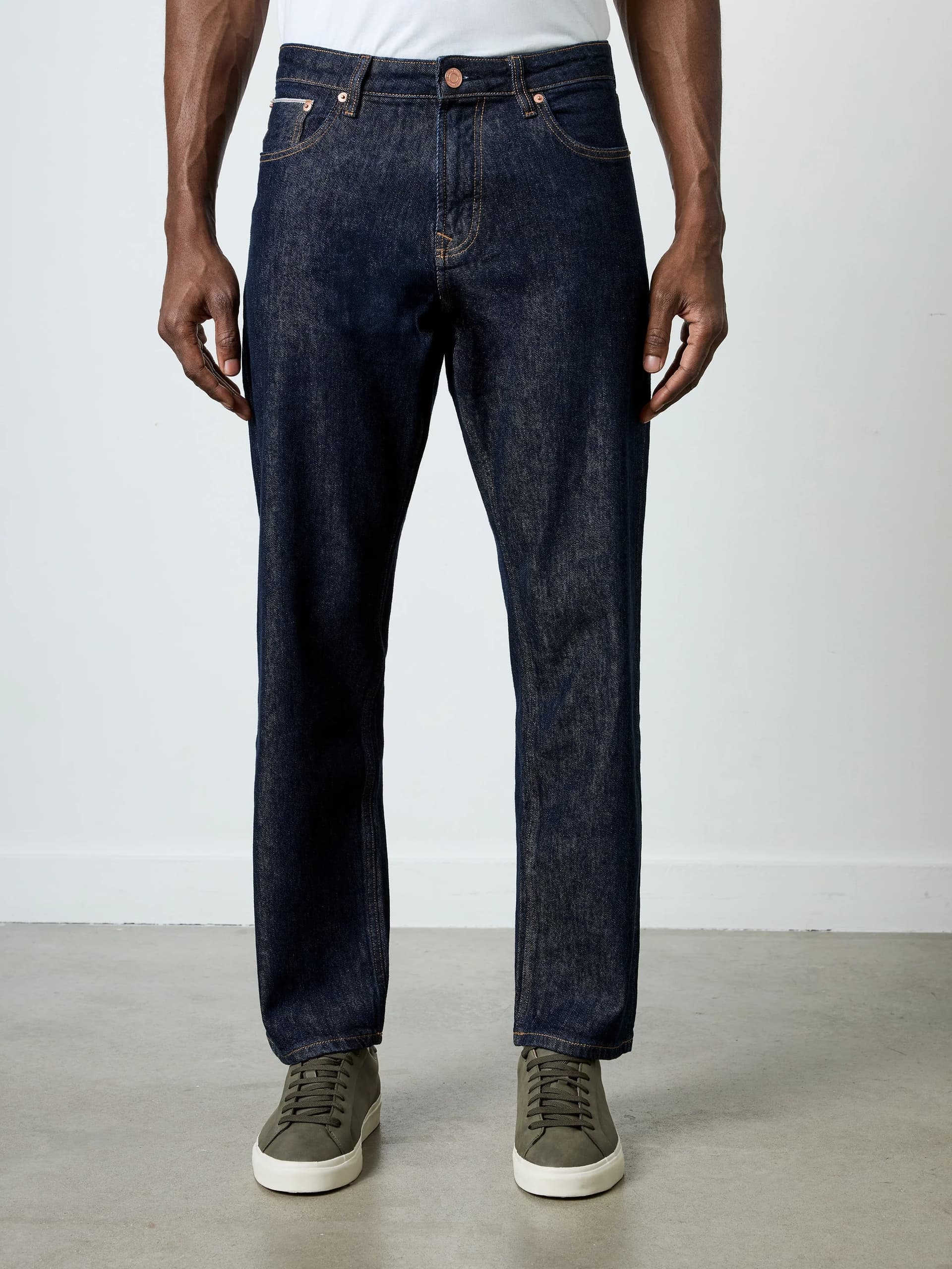 French Connection Relaxed Fit Selvedge Jeans Deep Blue