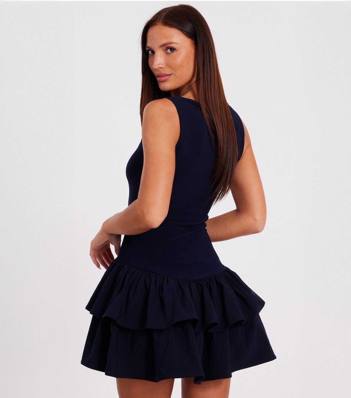 Quiz Women's Navy Sleeveless Ruffle Skirt Mini Dress Quiz New Look - 3