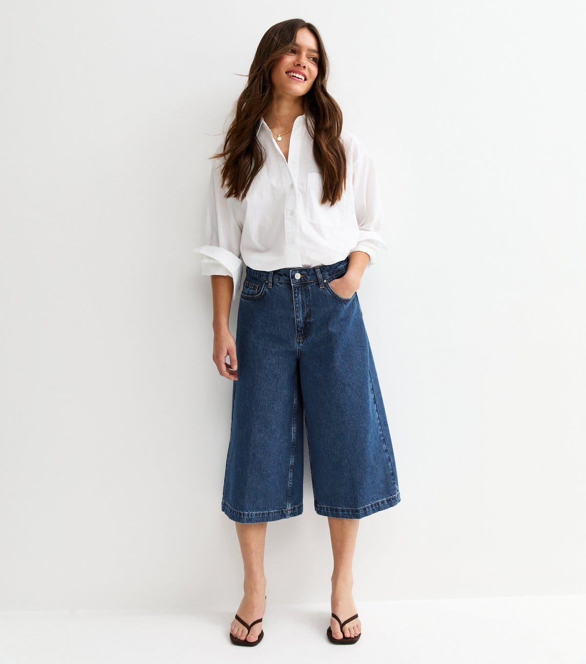 New Look Women's Petite Dark Blue Denim Culottes New Look - 4