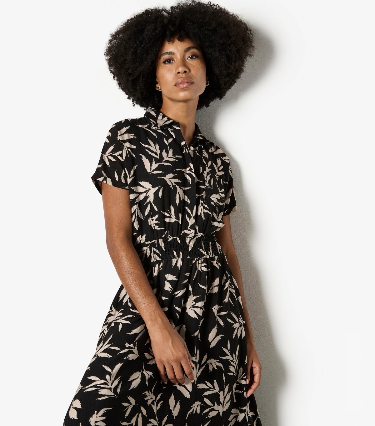 Apricot Women's Black Leaf Shirt Midi Dress Apricot New Look - 2