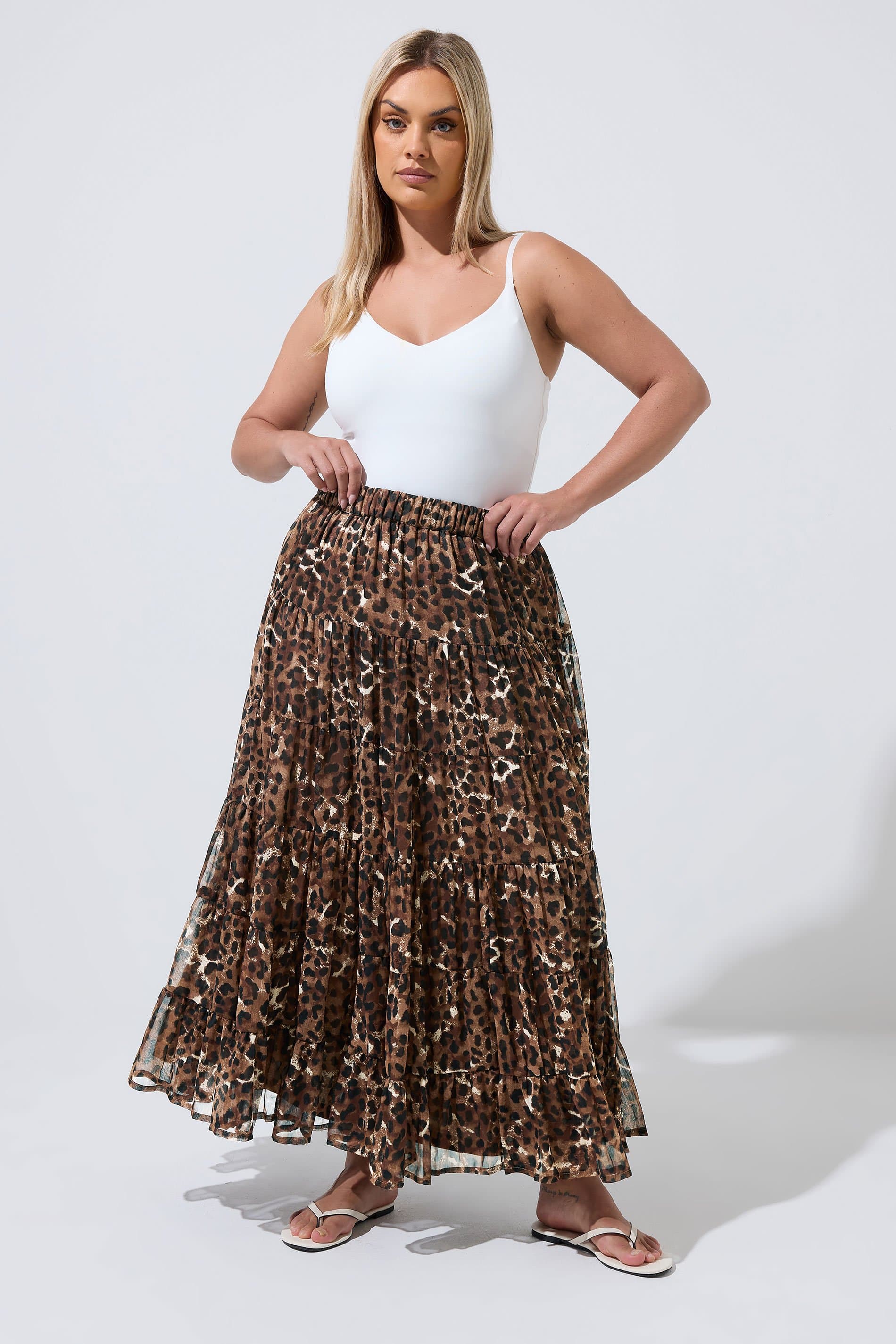 Limited Collection Plus Size Brown Leopard Print Skirt