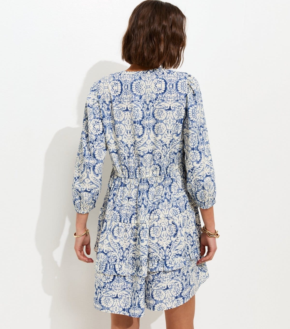 New Look Women's Blue Tiered Cropped Sleeve Mini Dress New Look - 4