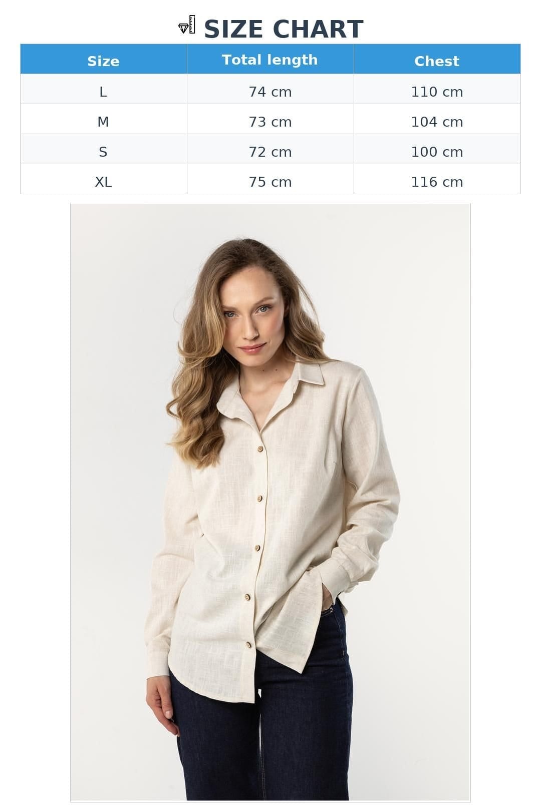 Love Lace Love Lace Women's Loose Fit Linen Long Sleeve Shirt in Beige - 4