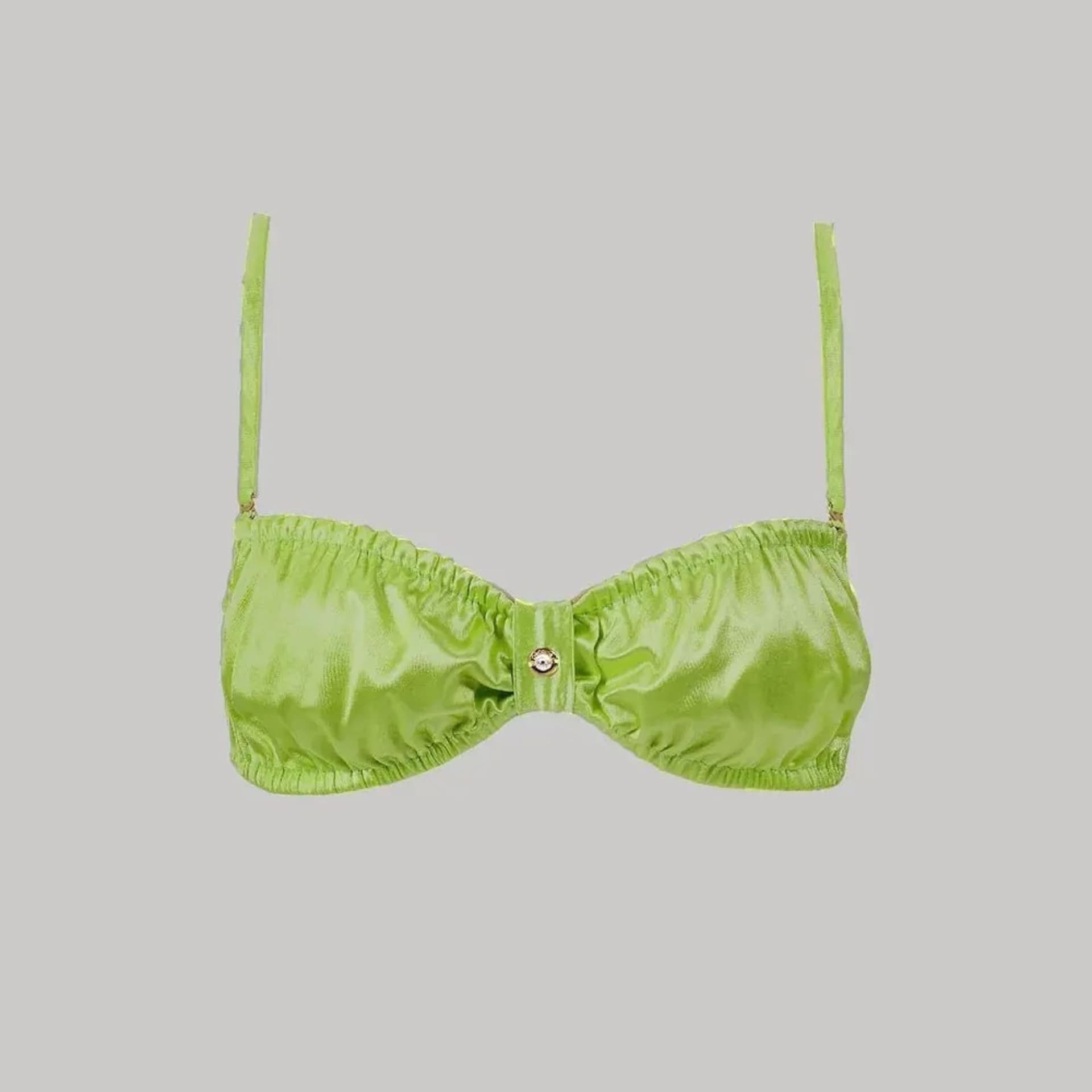 Decolet the Label Decolet the Label Women's Luna Ruched Bikini Top in Chartreuse in Lime