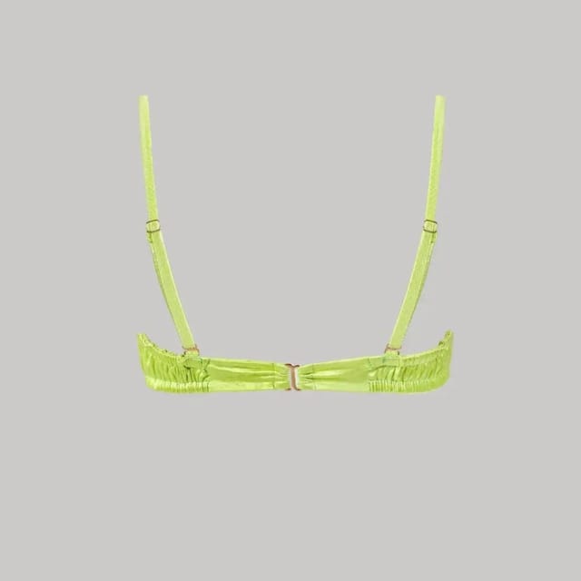 Decolet the Label Decolet the Label Women's Luna Ruched Bikini Top in Chartreuse in Lime - 2
