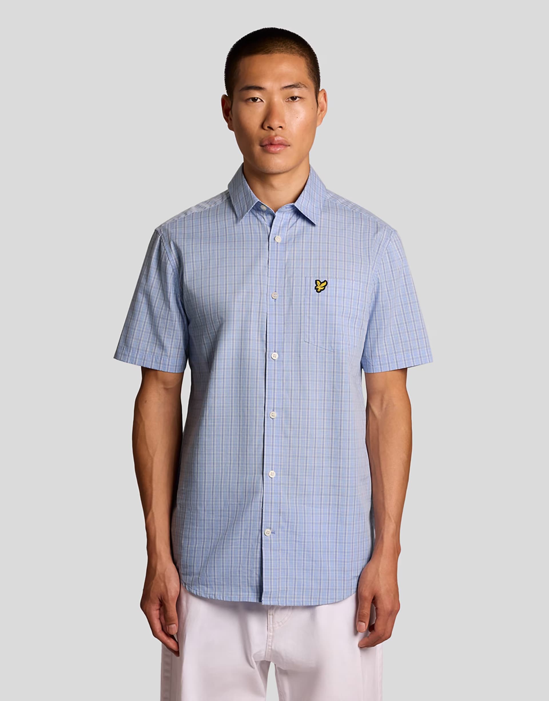ASOS Lyle & Scott Ss woven shirts short sleeve grid check shirt in w444 chalk blue