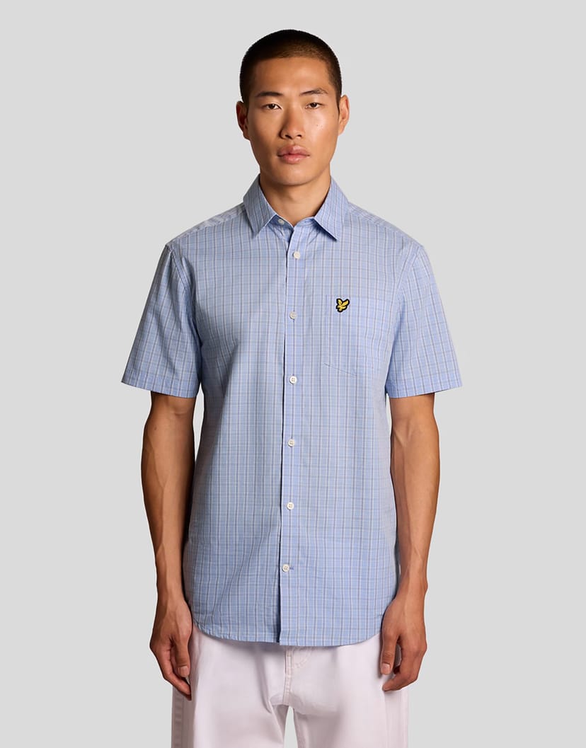 ASOS Lyle & Scott Ss woven shirts short sleeve grid check shirt in w444 chalk blue - 1