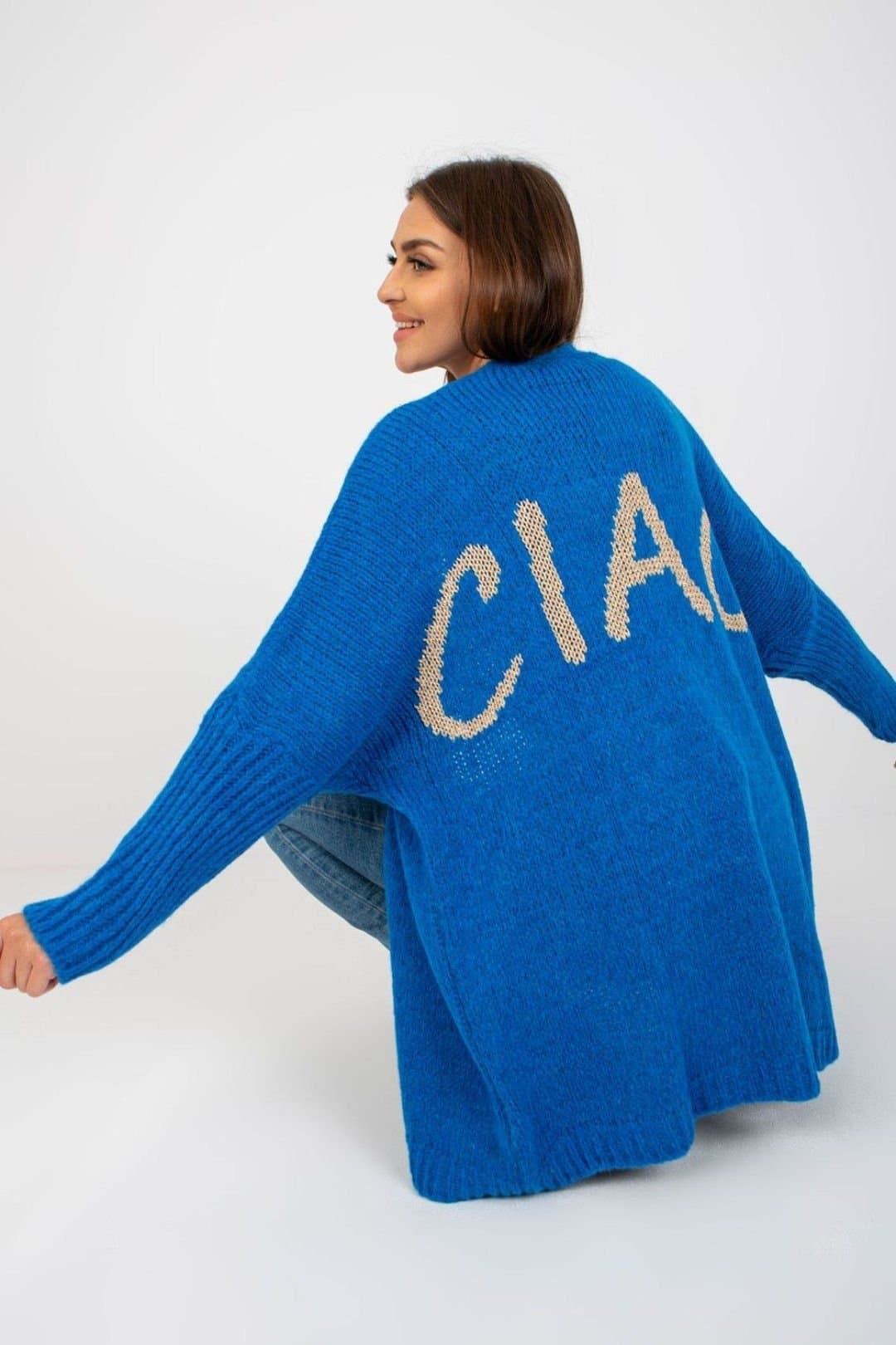 Love Lace Love Lace Women's Cardigan Open Front Wide Sleeves Back in Blue