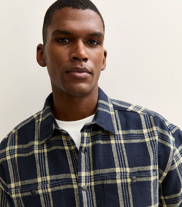 New Look Men's Blue Oversized Checked Long Sleeve Overshirt New Look - 2