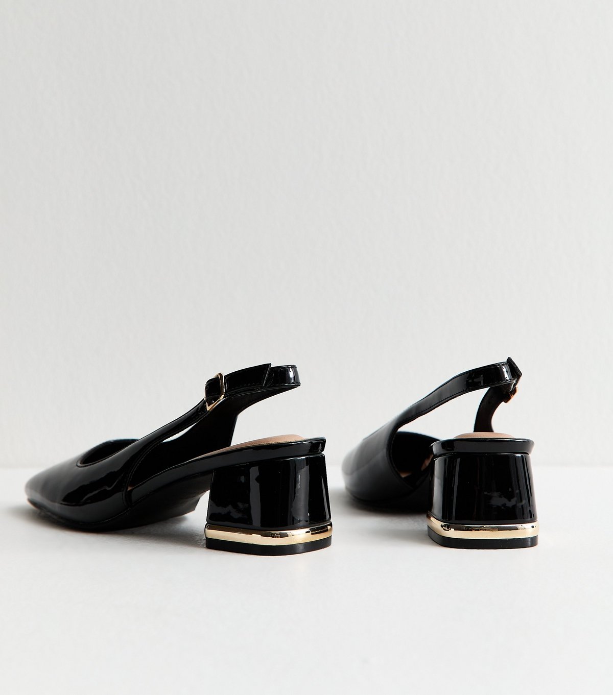 New Look Women's Black Patent Faux Leather Slingback Pumps Vegan New Look - 4