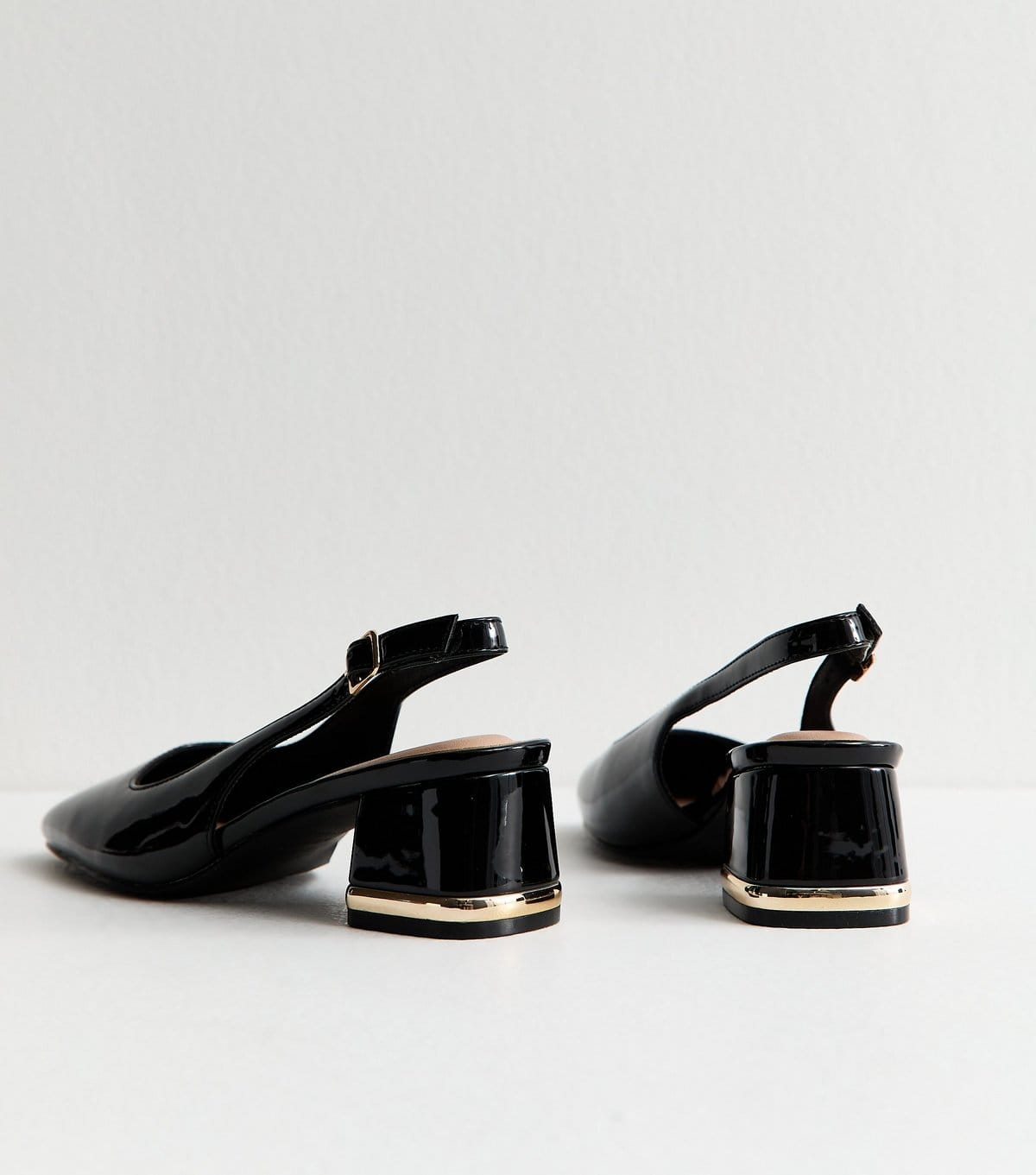 New Look Women's Black Patent Faux Leather Slingback Pumps Vegan New Look - 4