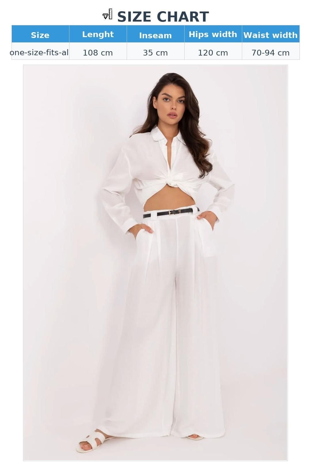 Love Lace Love Lace Women's Viscose Nylon High Waist Palazzo Trousers in White - 4