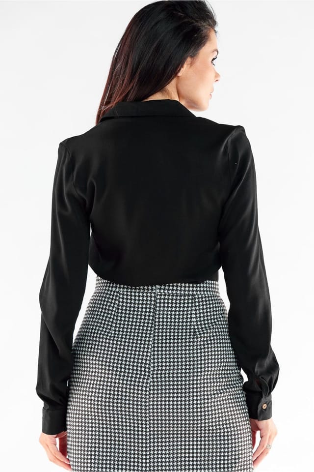 Love Lace Love Lace Women's Elegant Long Sleeve Shirt Buttoned Cuffs Poland in Black - 3