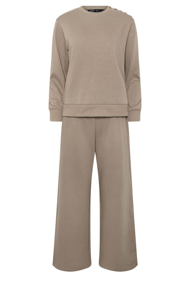 M&Co M&Co Women's Petite Sweatshirt & Joggers Set in Light Brown - 2