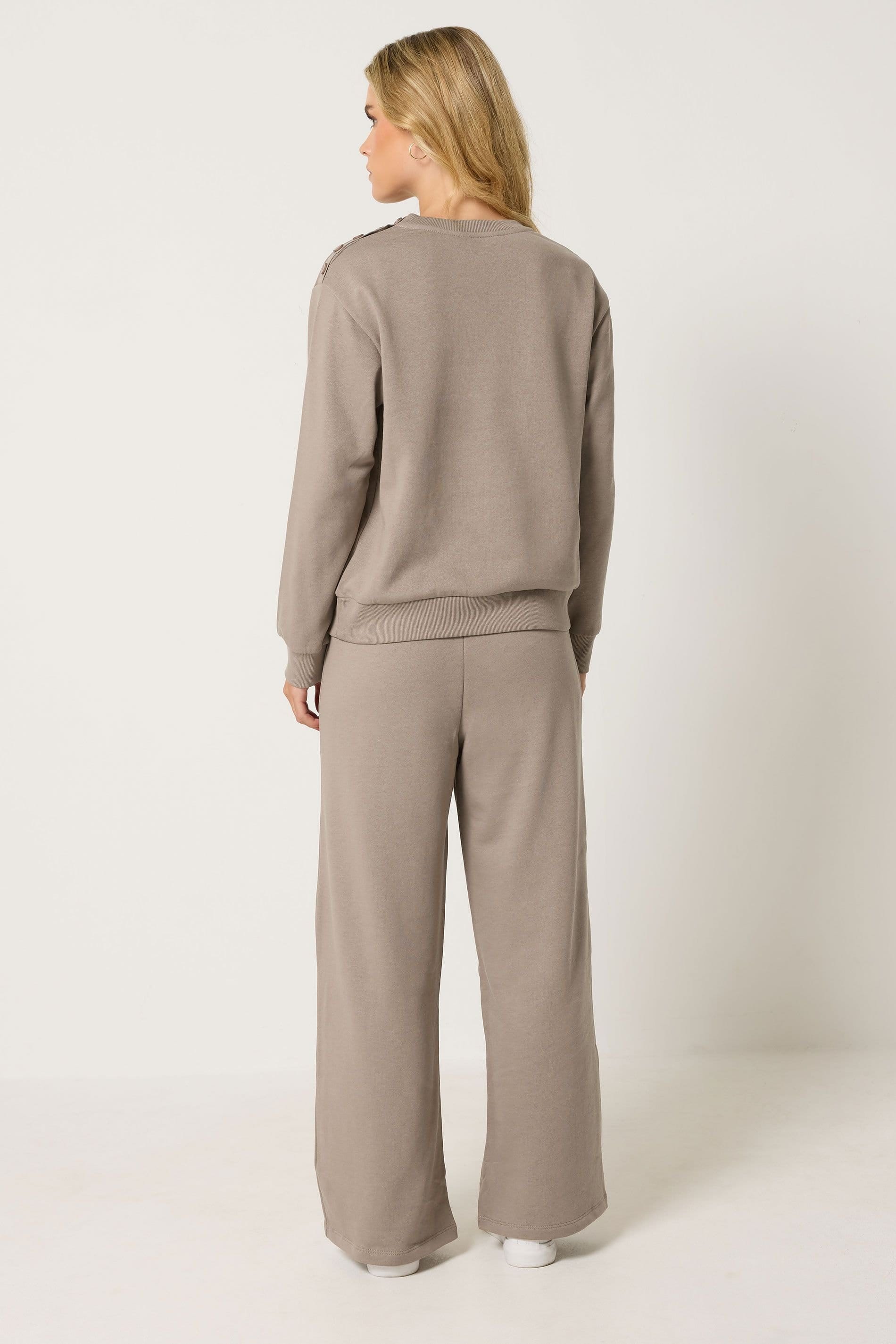 M&Co M&Co Women's Petite Sweatshirt & Joggers Set in Light Brown - 4