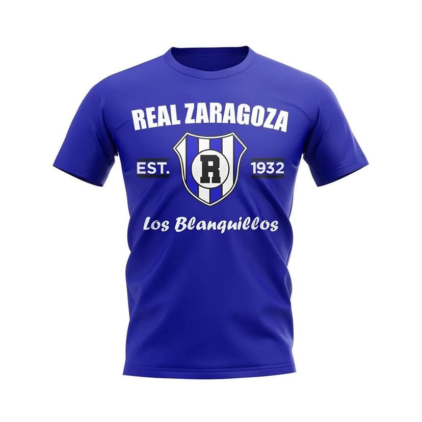 Real Zaragoza Real Zaragoza Men's Mens Established Football T-Shirt in Blue - 1