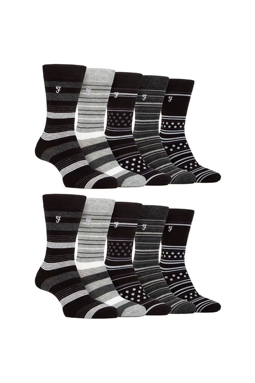 Farah FARAH Men's 10 Pair Multi-Pack Bright Bamboo Socks in True Black