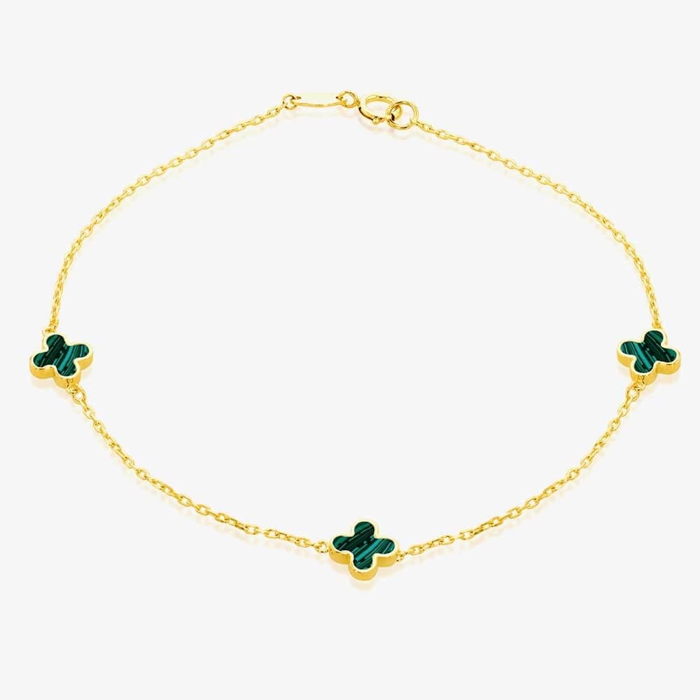 T.H.Baker T.H.Baker Women's 9ct Yellow Gold Malachite Petal Bracelet 1.29.1622