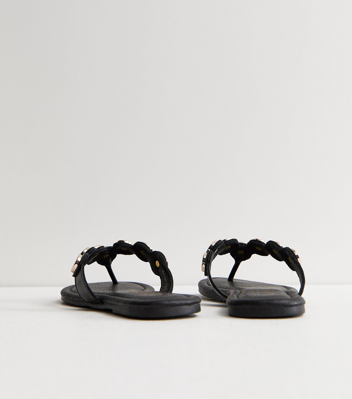 New Look Women's Black Scalloped Strap Coin Trim Sandals New Look - 4