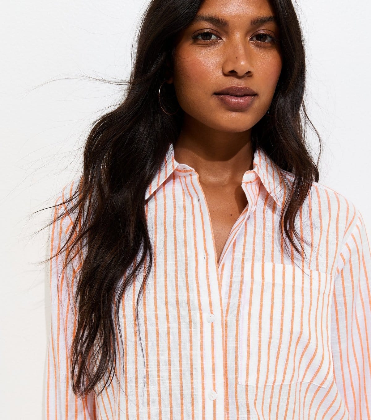 New Look Orange Striped Cotton Shirt