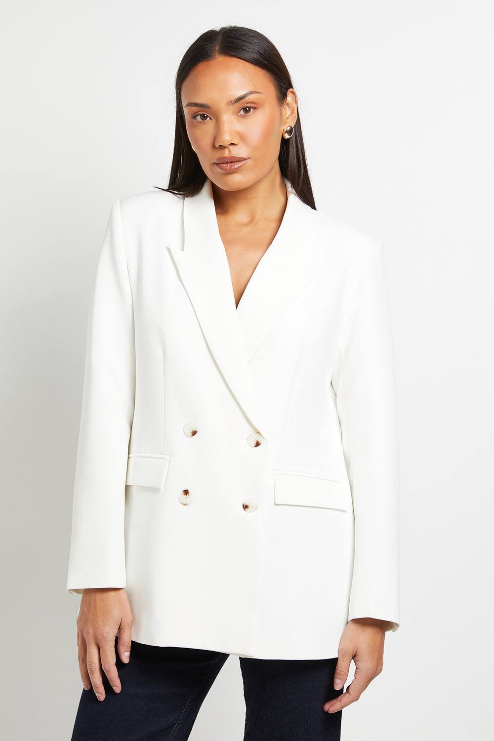 Principles Principles Women's Relaxed Double Breasted Blazer in White - 2