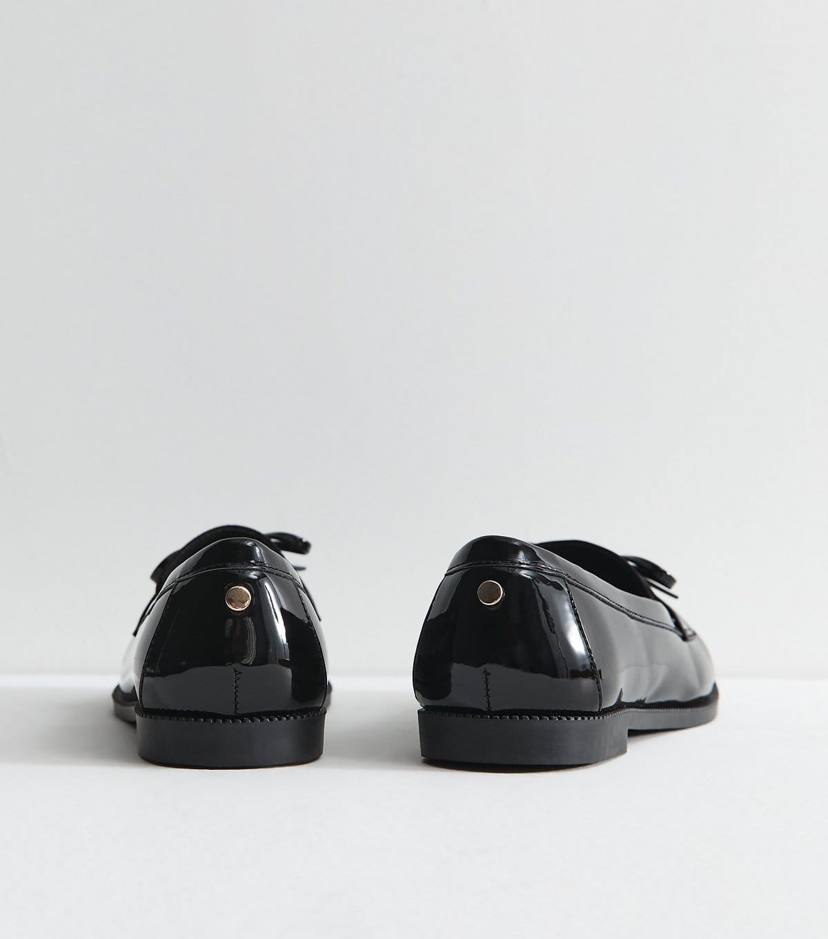 New Look Women's Wide Fit Black Patent Faux Leather Bow Loafers Vegan New Look - 4