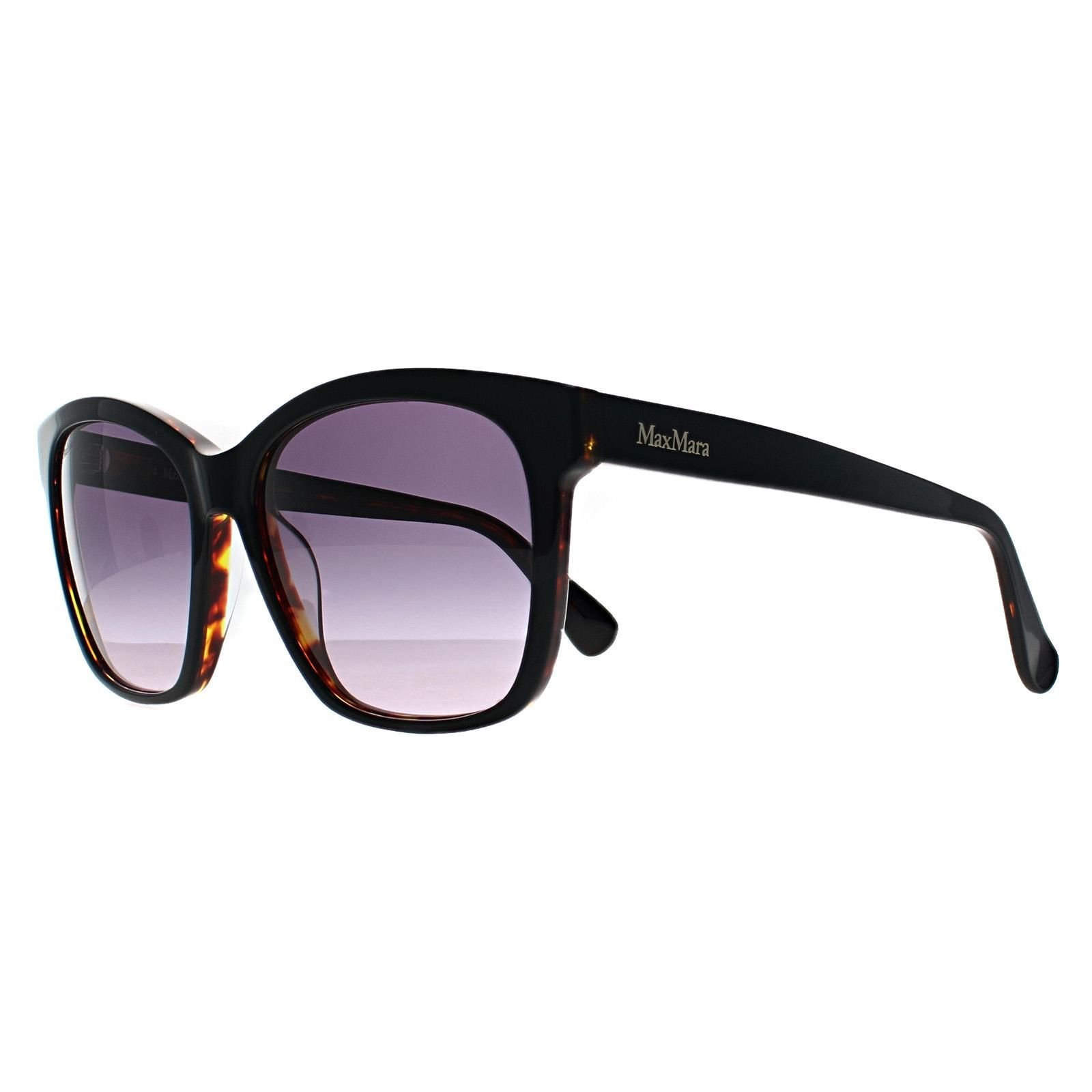 Max Mara Max Mara Women's Square Black Tortoise Smoke Grey Gradient MM0042 Logo9 - 2