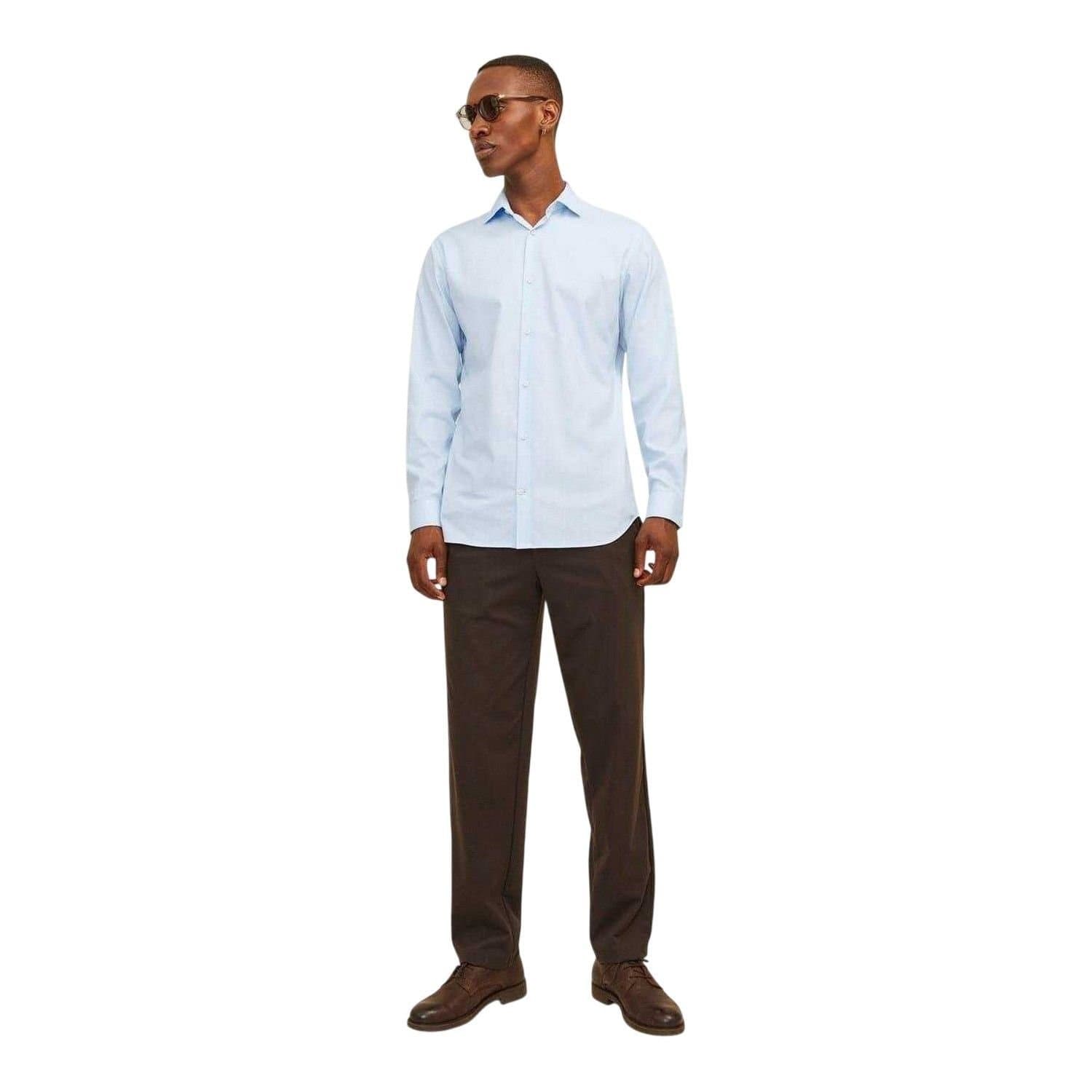 jack & jones Jack & Jones Men's Parker Cuffed Long-Sleeved Formal Shirt in Light Blue