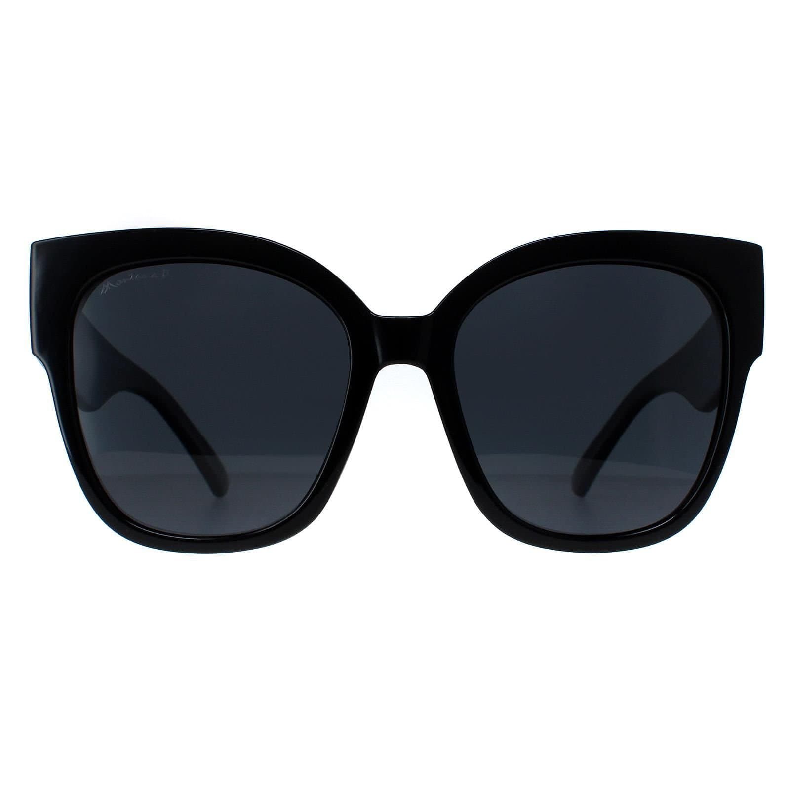 montana montana Women's Square Shiny Black Smoke Polarized MP73A Sunglasses