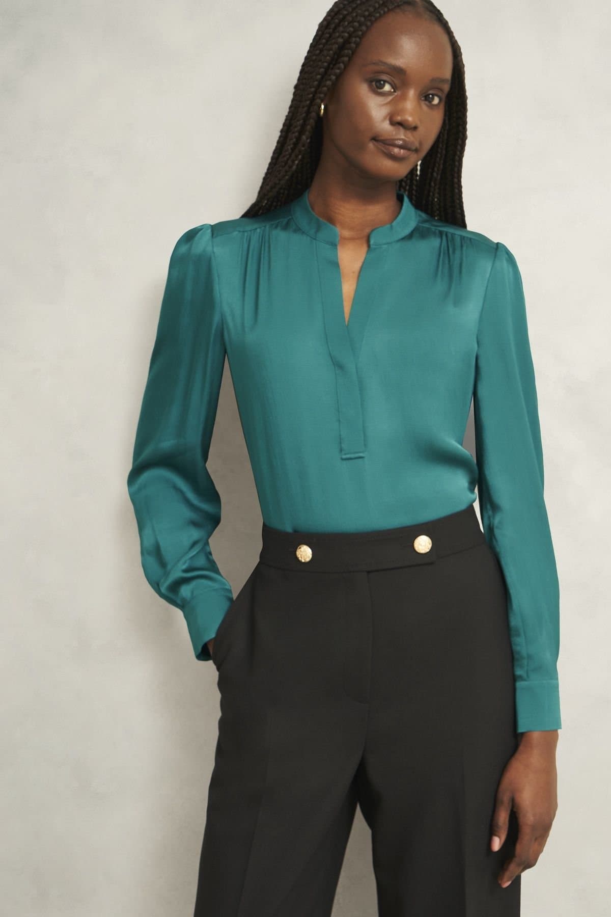 Hobbs London Hobbs London Teal Satin Blouse