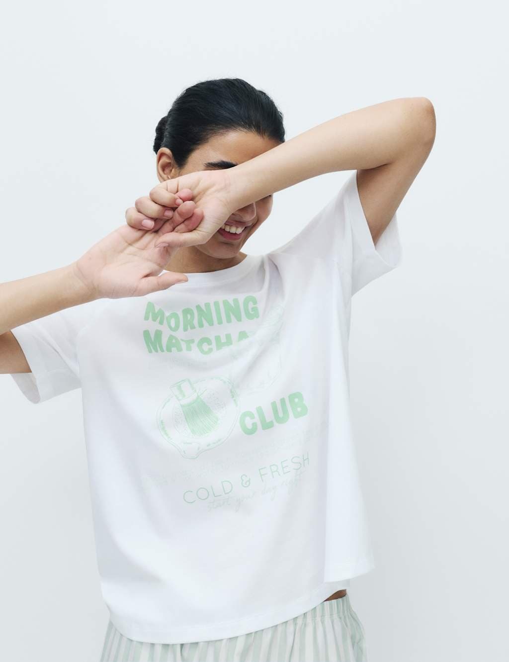 Marks & Spencer M&S Pure Cotton Pyjama Set With Woven Bottoms Yellow