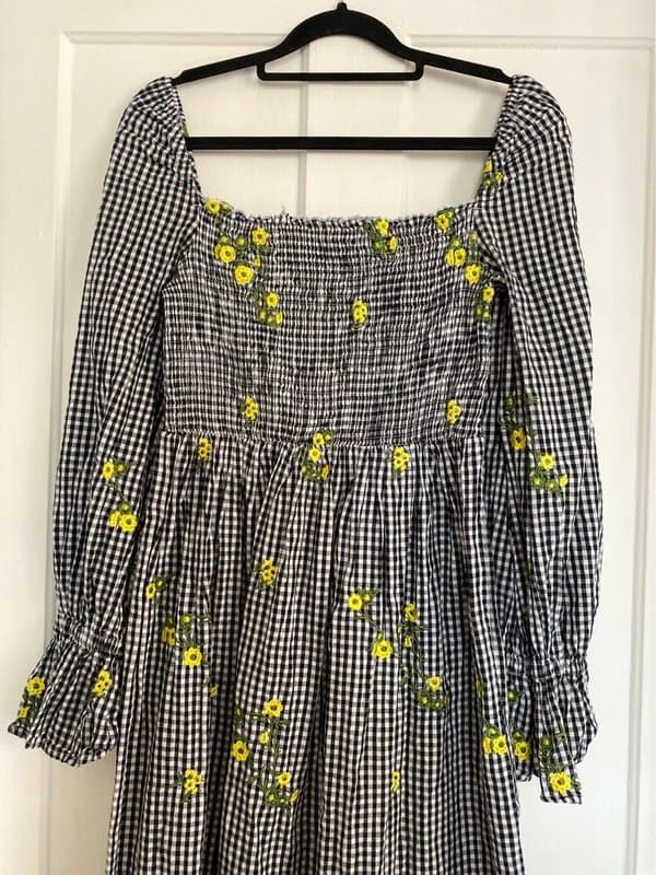 Never Fully Dressed Never Fully Dressed embroidered gingham midi dress