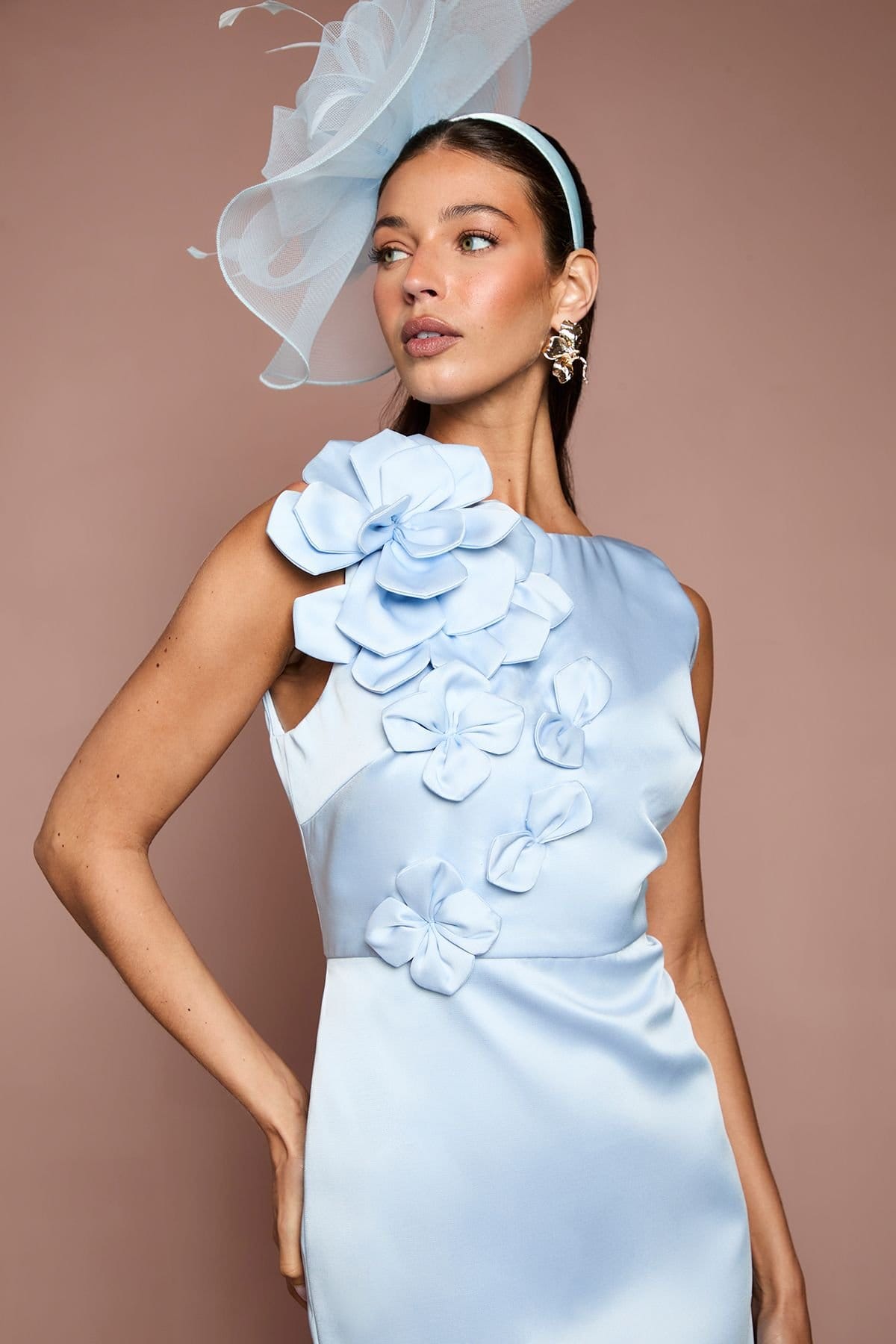 Coast Coast Women's Corsage Satin Pencil Dress in Light Blue - 4