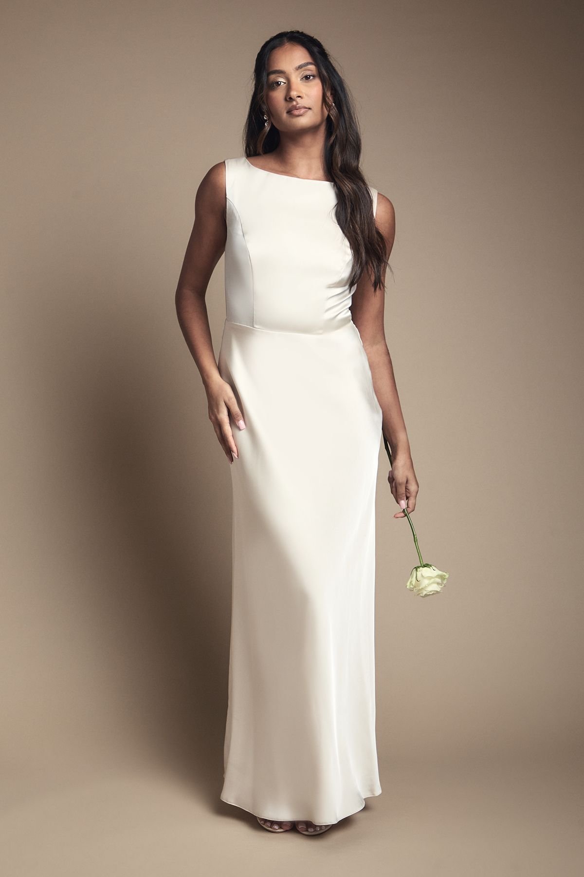 Coast Coast Women's Sleeveless Satin Bridesmaid Dress in Champagne - 2