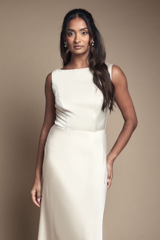 Coast Coast Women's Sleeveless Satin Bridesmaid Dress in Champagne - 2
