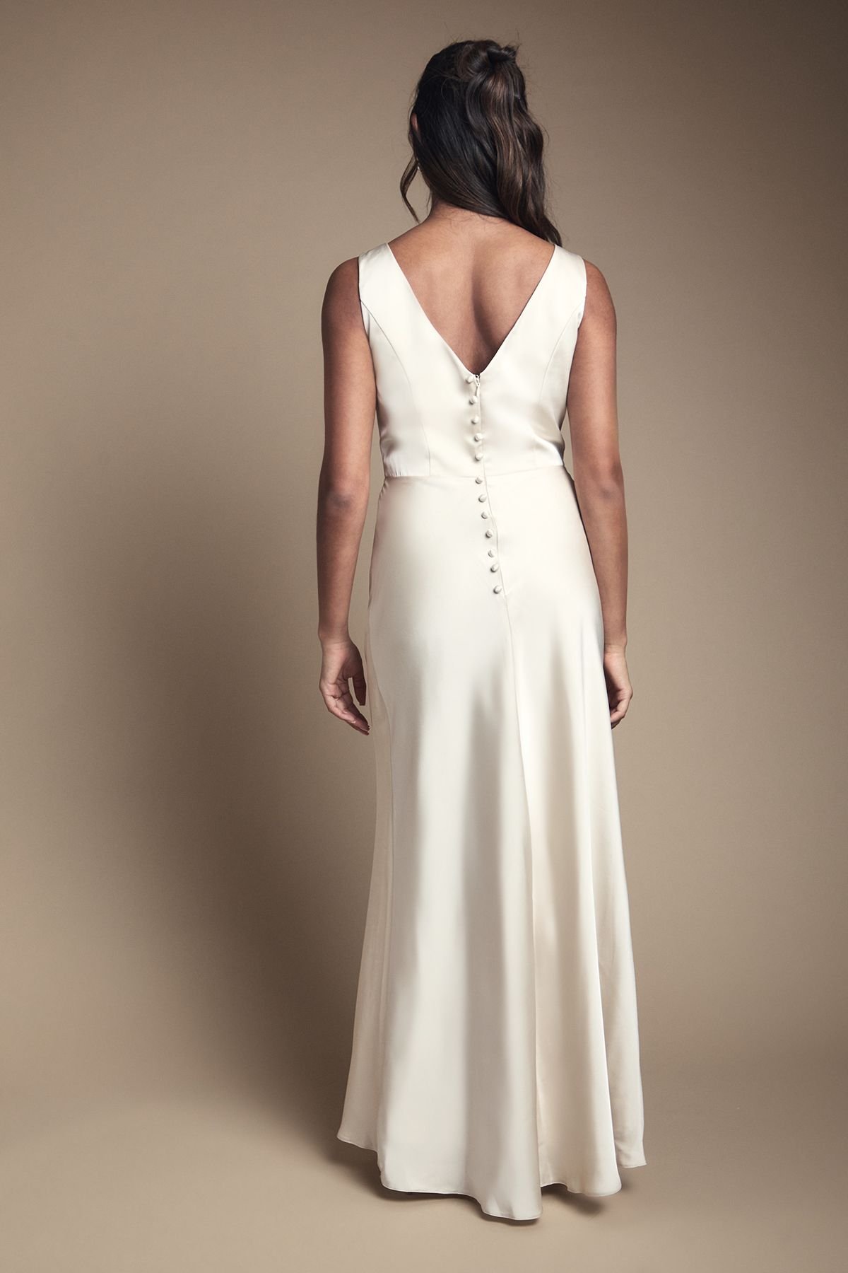 Coast Coast Women's Sleeveless Satin Bridesmaid Dress in Champagne - 3