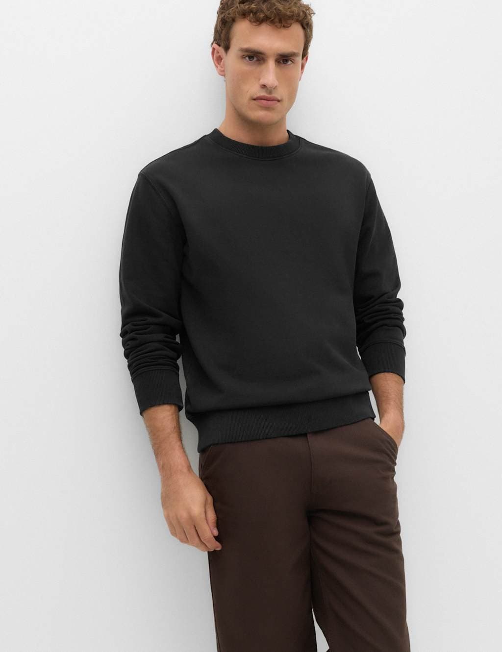 Marks & Spencer M&S Pure Cotton Garment Dye Sweatshirt Black