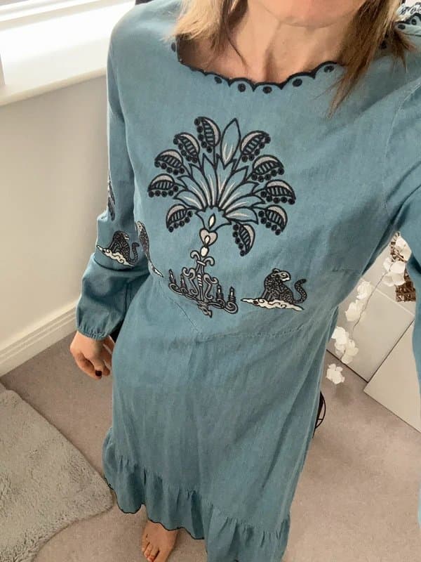 Never Fully Dressed Never Fully Dressed denim dress size 8