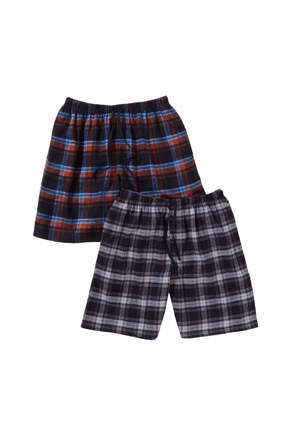 Just Essentials Just Essentials Men's 2 Pack Flannel Check Pyjama Shorts in Black