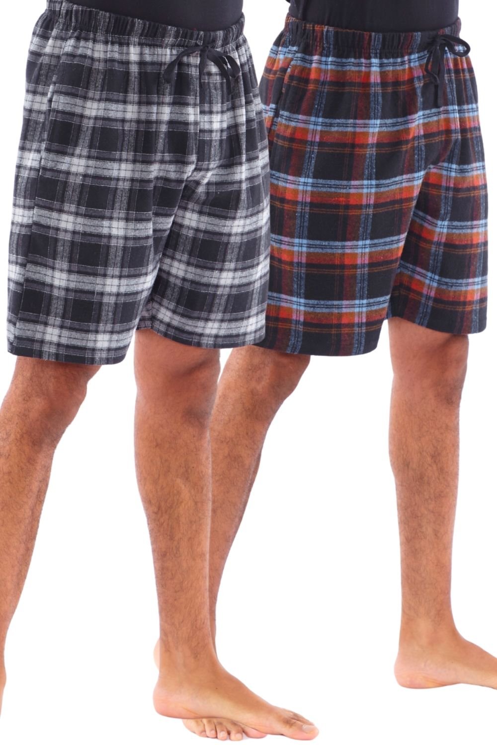 Just Essentials Just Essentials Men's 2 Pack Flannel Check Pyjama Shorts in Black - 2