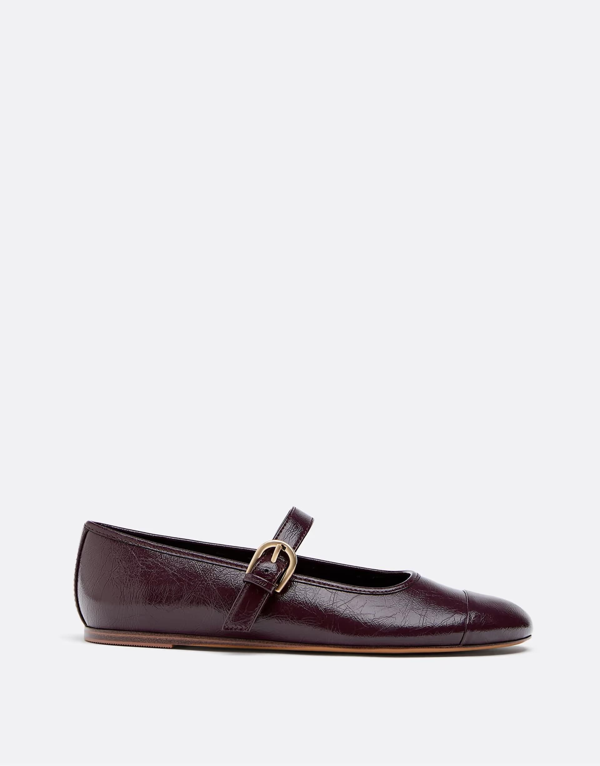 ASOS ASOS Burgundy Leather Effect Ballet Flats with Toecap