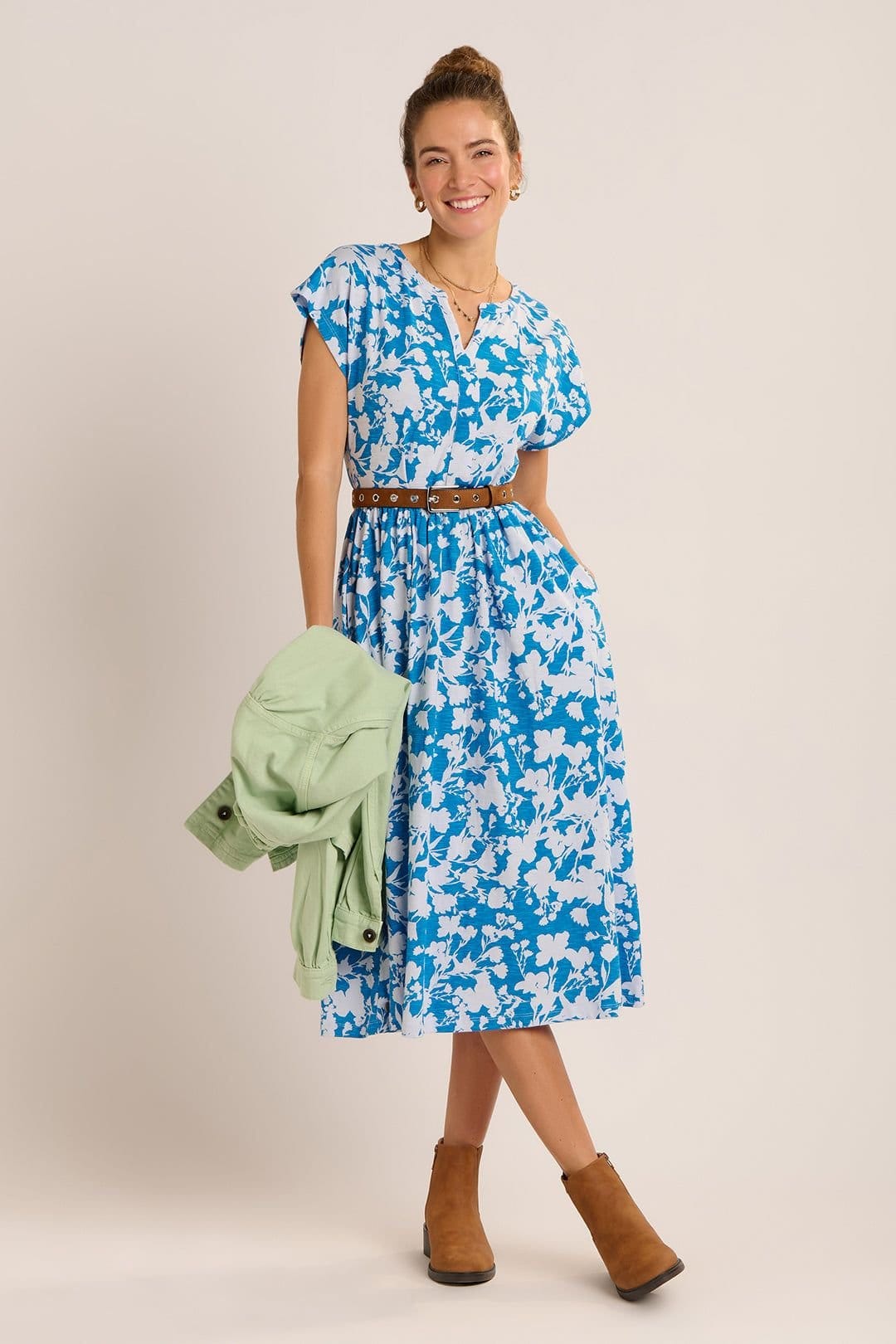Brakeburn Blue Floral Midi Dress