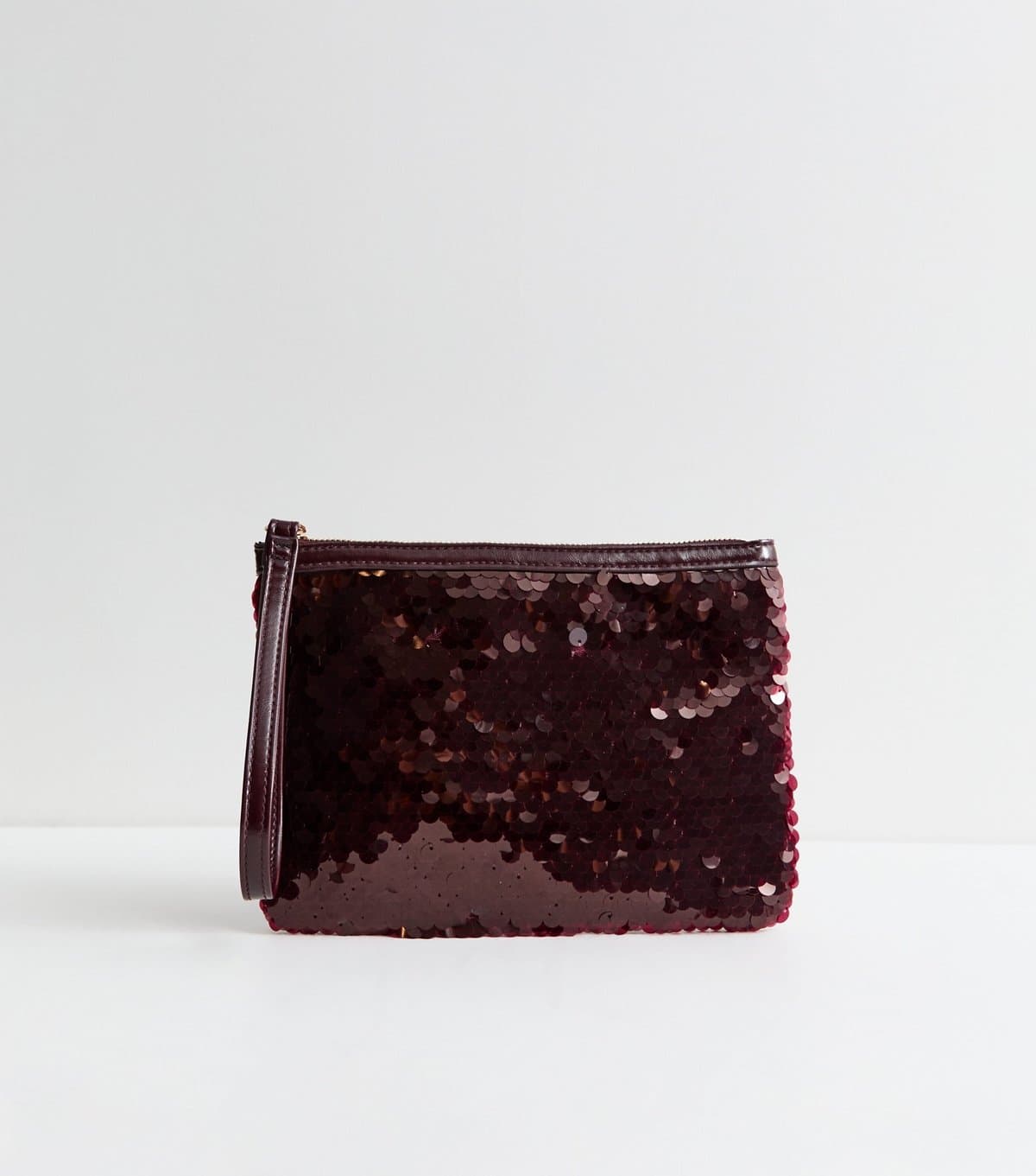 New Look Dark Burgundy Sequin Embellished Pouch New Look
