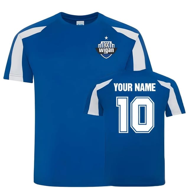 Wigan Wigan Men's Personalised Your Name Sports Training Jersey Blue - 2