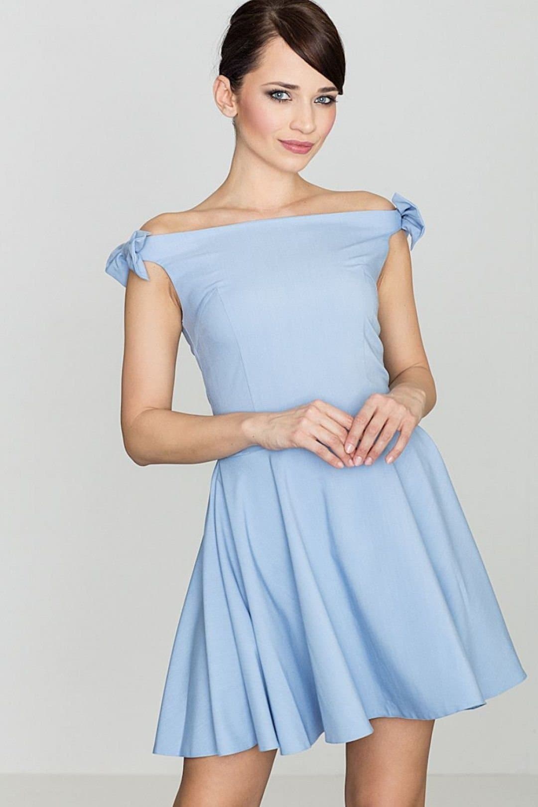 Love Lace Love Lace Women's Sleeveless Bow Shoulder Cocktail Dress in Blue