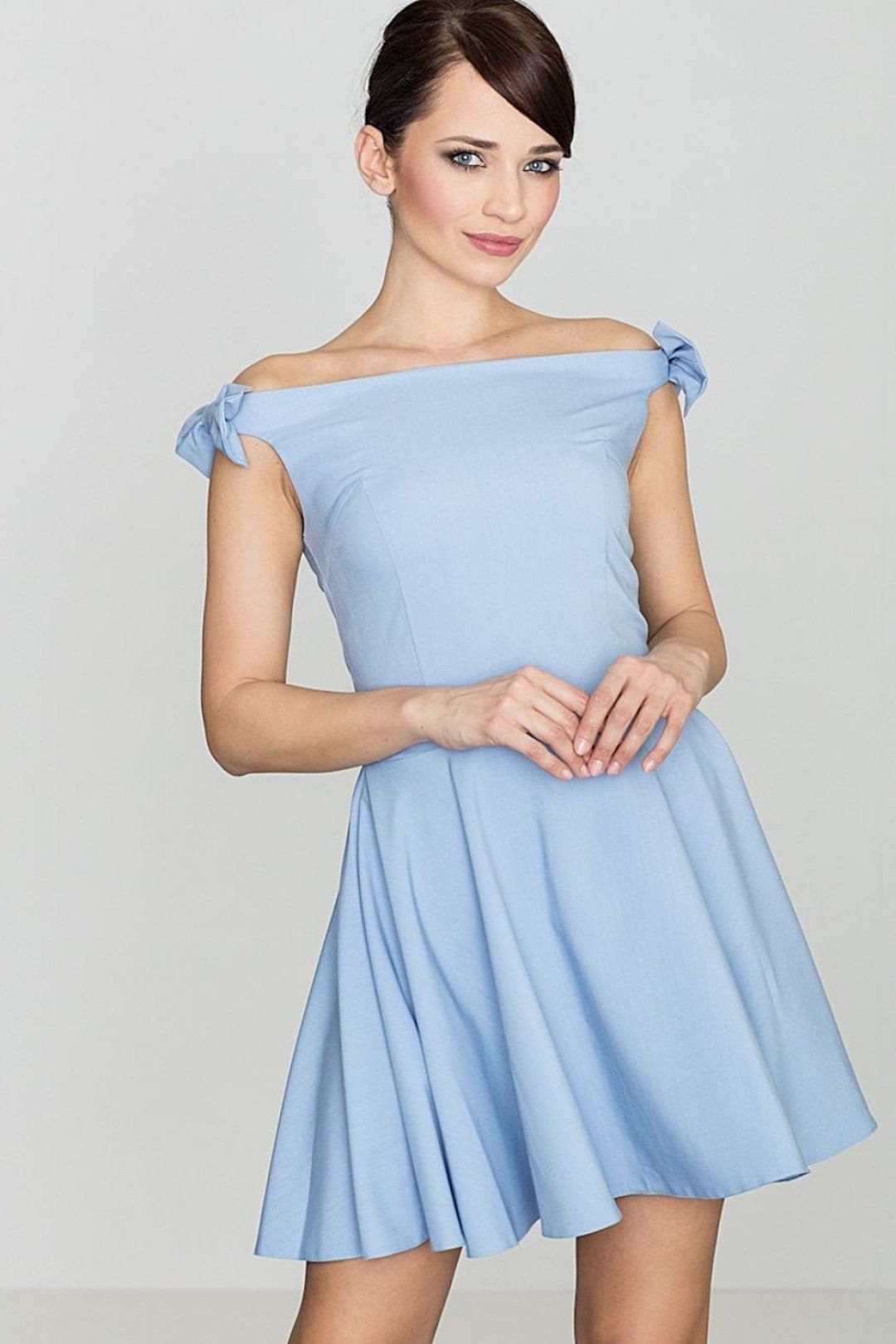 Love Lace Blue Sleeveless Bow Shoulder Cocktail Dress