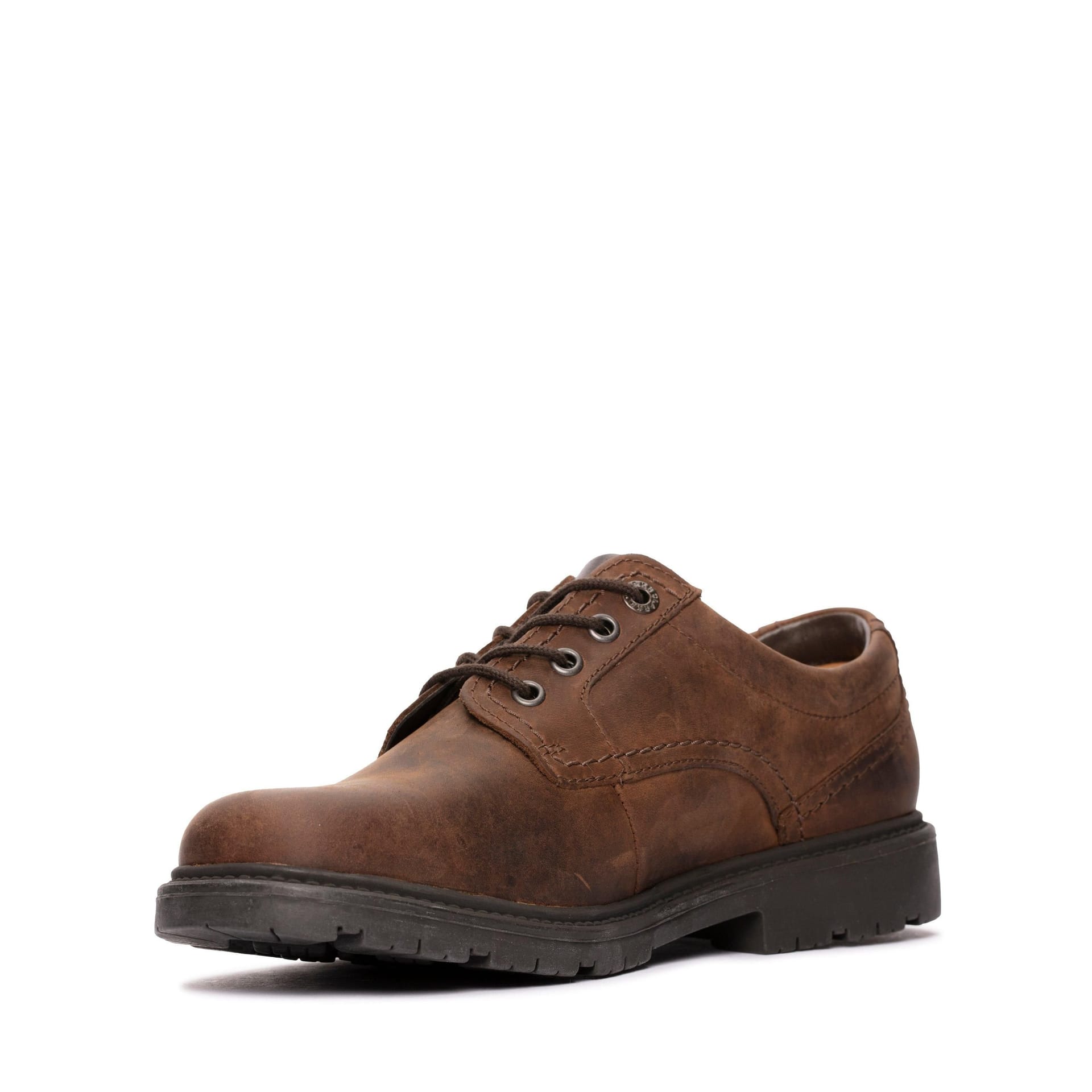 Clarks Clarks Men's Lane Stride Brown Leather Derby Shoes - 4